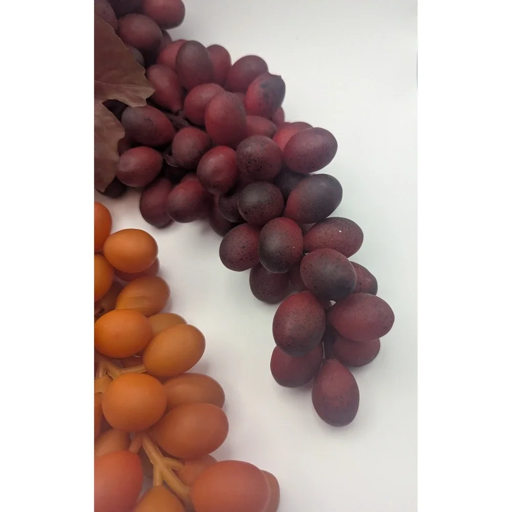 Vintage Style‎ Artificial Grape Clusters Burgundy Amber Faux Fruit Decor 2pc